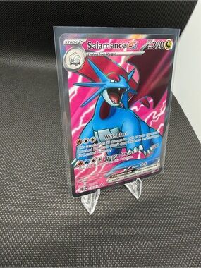 Pokemon Full Art Salamence EX Trading Card - Blue, Pink, Red